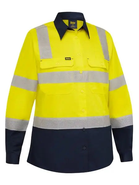 Bisley Women's Long Sleeve Taped Cool Lightweight Vented Shirt BL6396T Metro Workwear